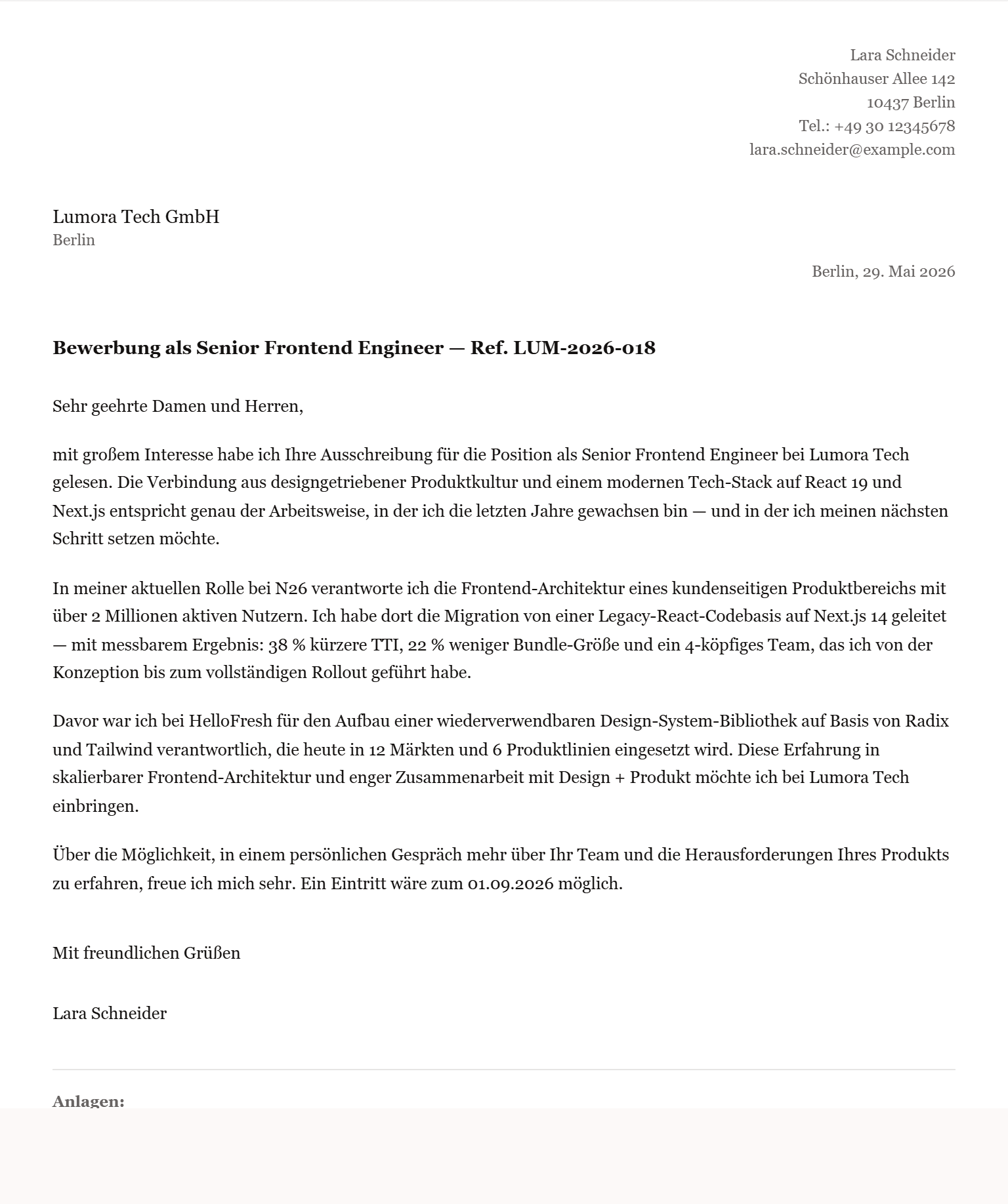 Stellenschmiede — fertige Bewerbung, DIN 5008-konform